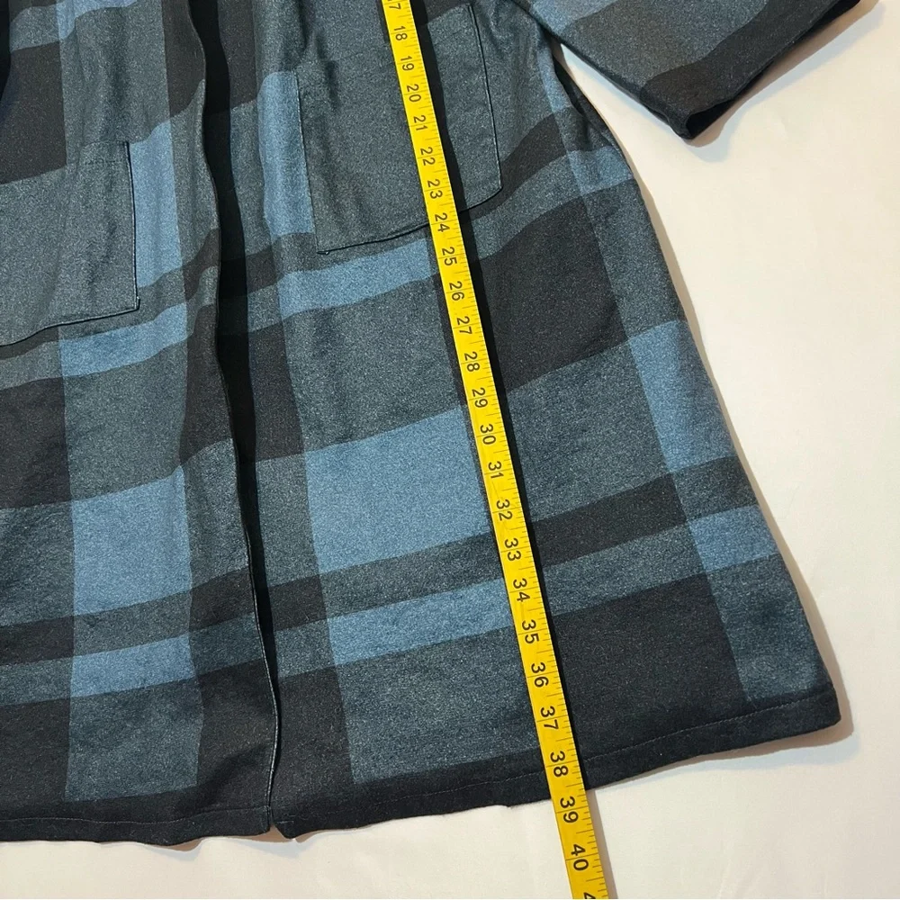 MISSLOOK Women’s Long Cardigan Plaid Size 4XL Black/Blue Open front Pockets - Picture 5 of 9